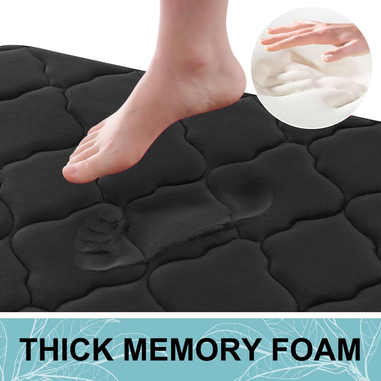 OLANLY Memory Foam Bath Mat 24x16 – Black