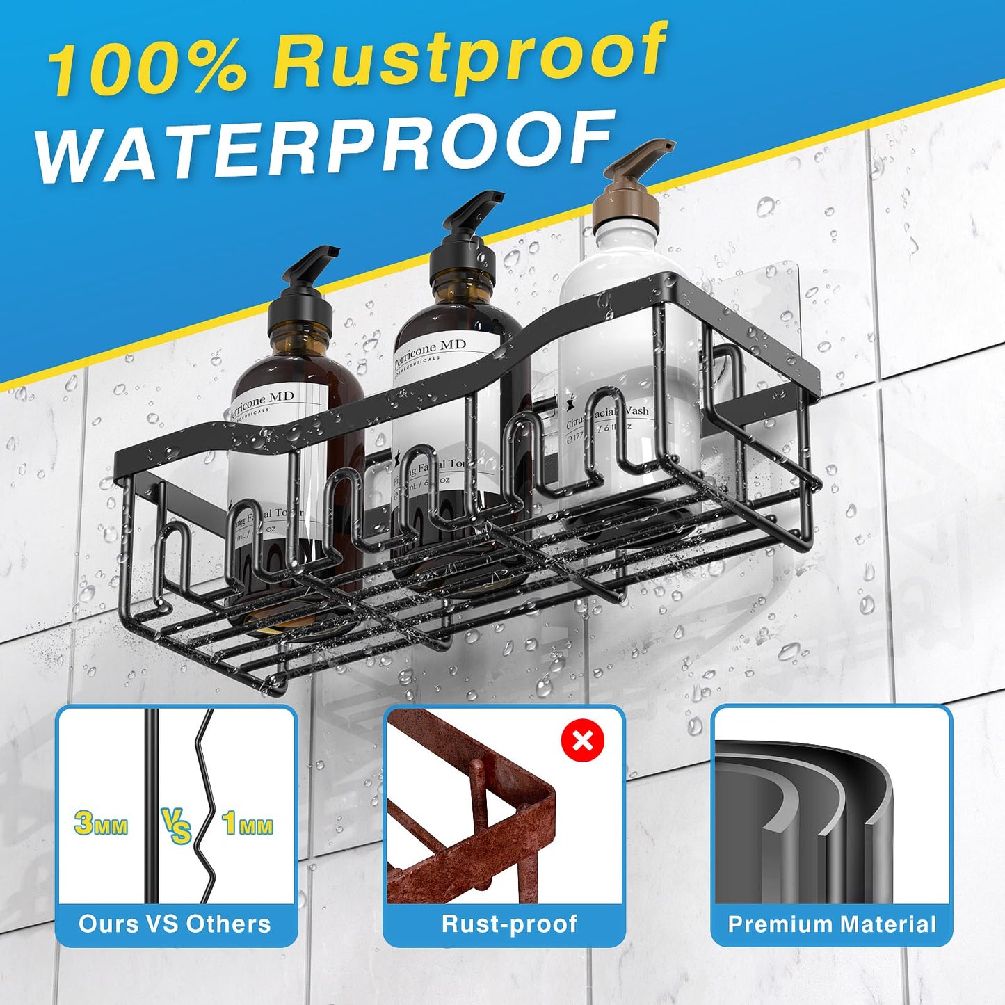 EUDELE Bathroom Shower Organizer Set – 5 Pack