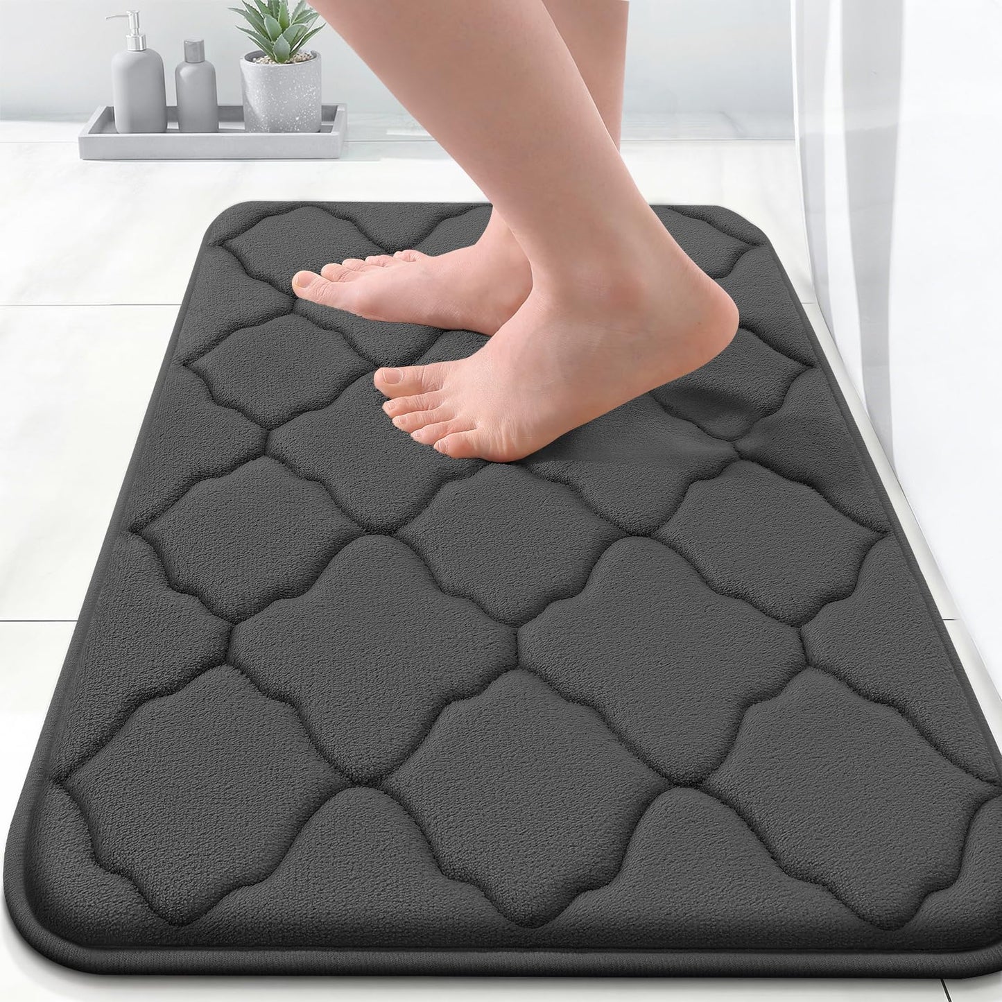 OLANLY Memory Foam Bath Mat 24x16 – Black